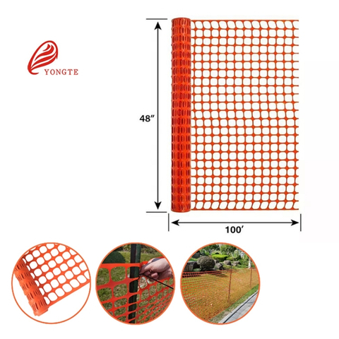 YONGTE Orange Safety Fence Plastic Mesh Fencing Roll, 4X100 Feet Temporary Netting for Garden Snow Fence